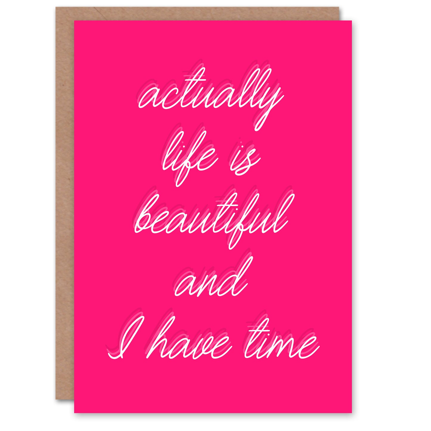Life Is Beautiful Hot Pink Simple Motivational Inspirational Greeting Card