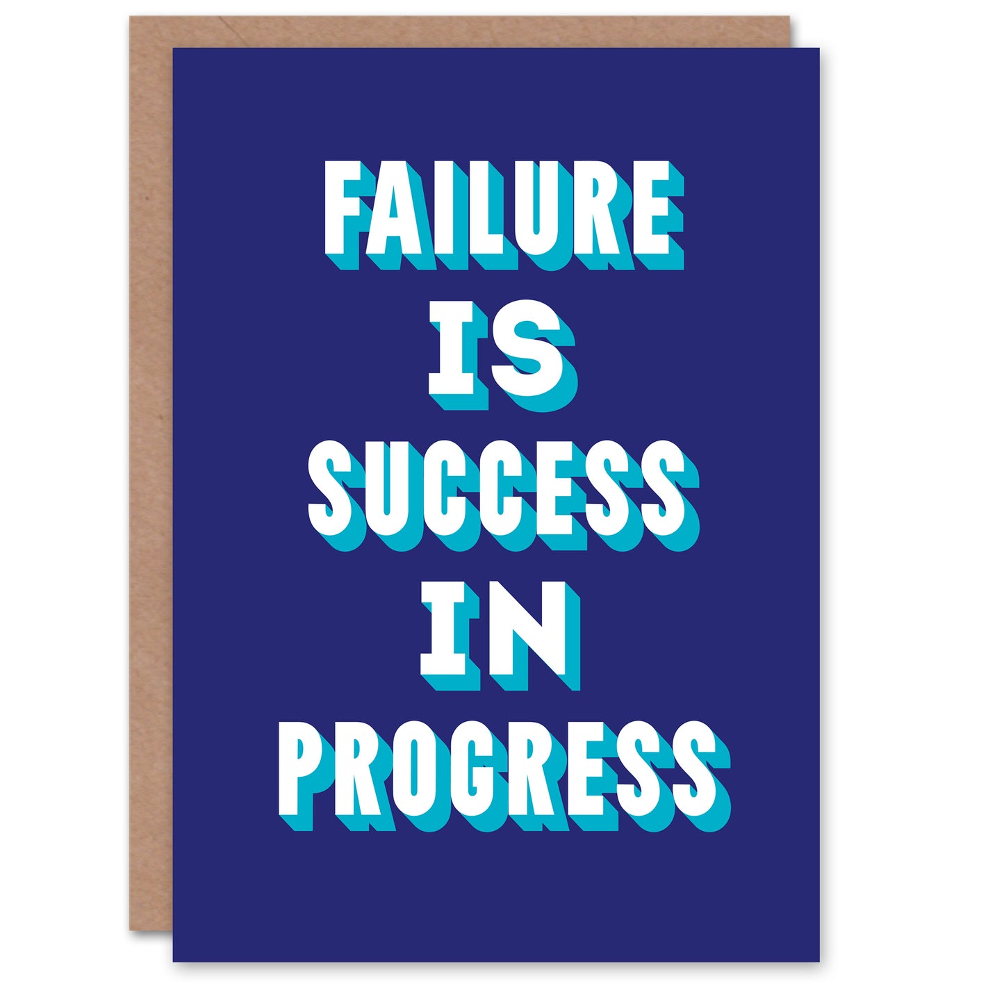 Failure Is Success In Progress Blue Motivational Greeting Card