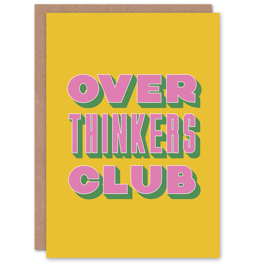 Overthinkers Club Mustard Yellow Pink Retro Greeting Card