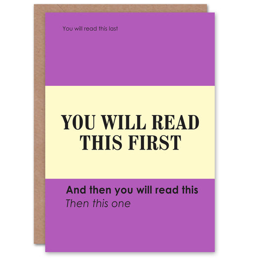 You Will Read This First Purple Simple Modern Greeting Card
