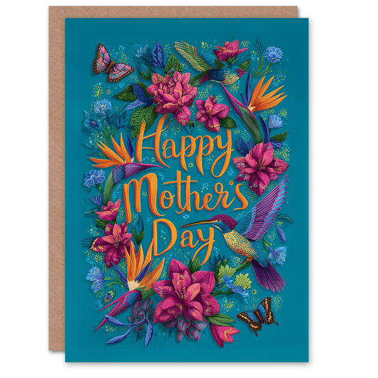 Happy Mother's Day Card For Mum Flowers And Butterflies Blank Inside