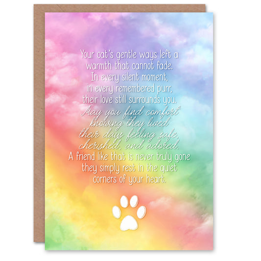 Cat Sympathy Greeting Card – Never Truly Gone Pet Loss Design, Blank Inside
