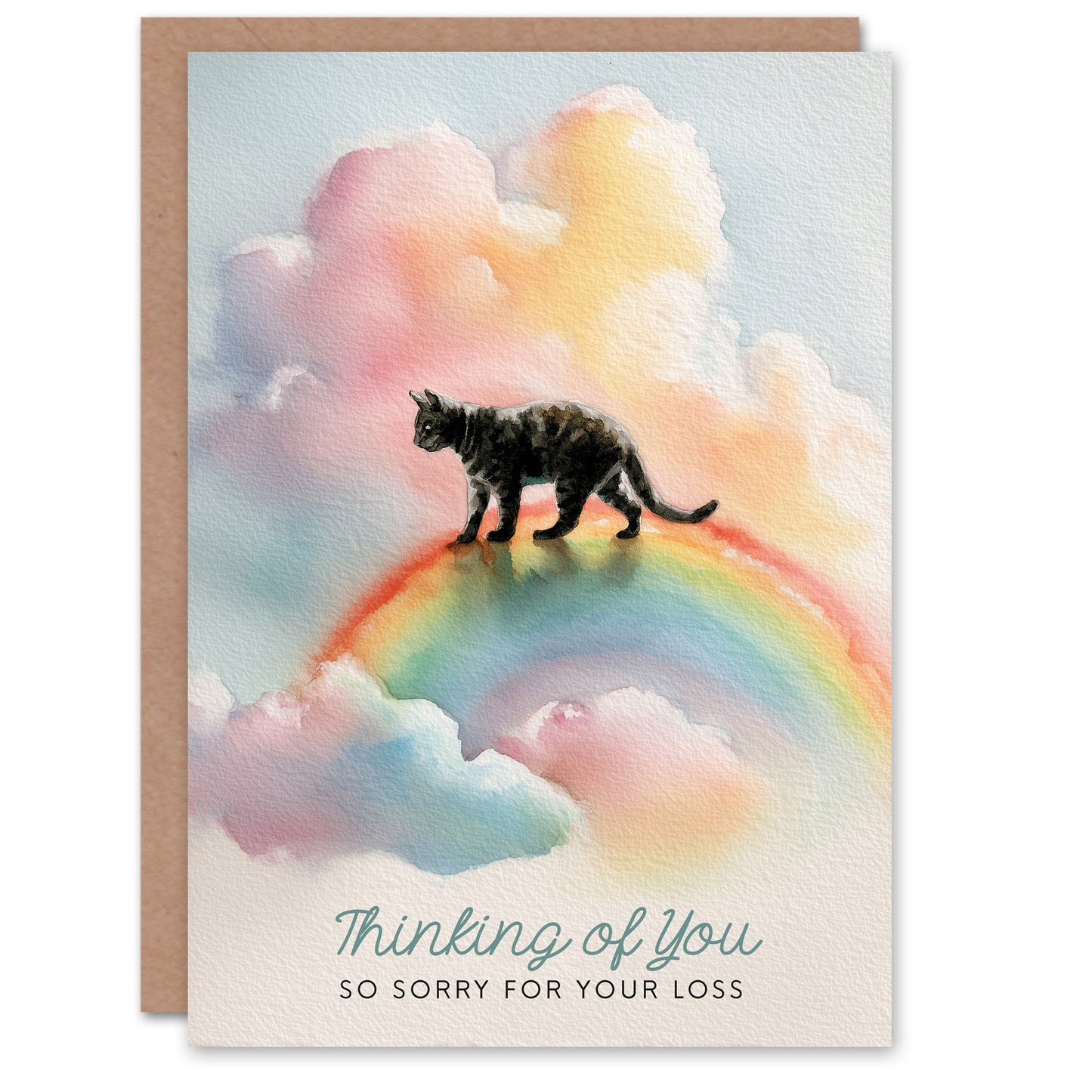 Cat Sympathy Greeting Card – Rainbow Bridge Tabby Thinking of You