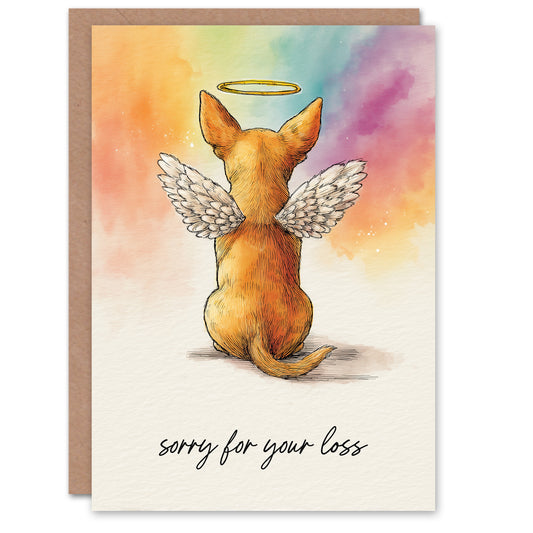 Dog Sympathy Greeting Card – Angel Chihuahua Pet Design, Sorry for Your Loss