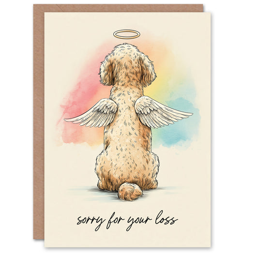 Dog Sympathy Greeting Card – Angel Goldendoodle Cockapoo, Sorry for Your Loss