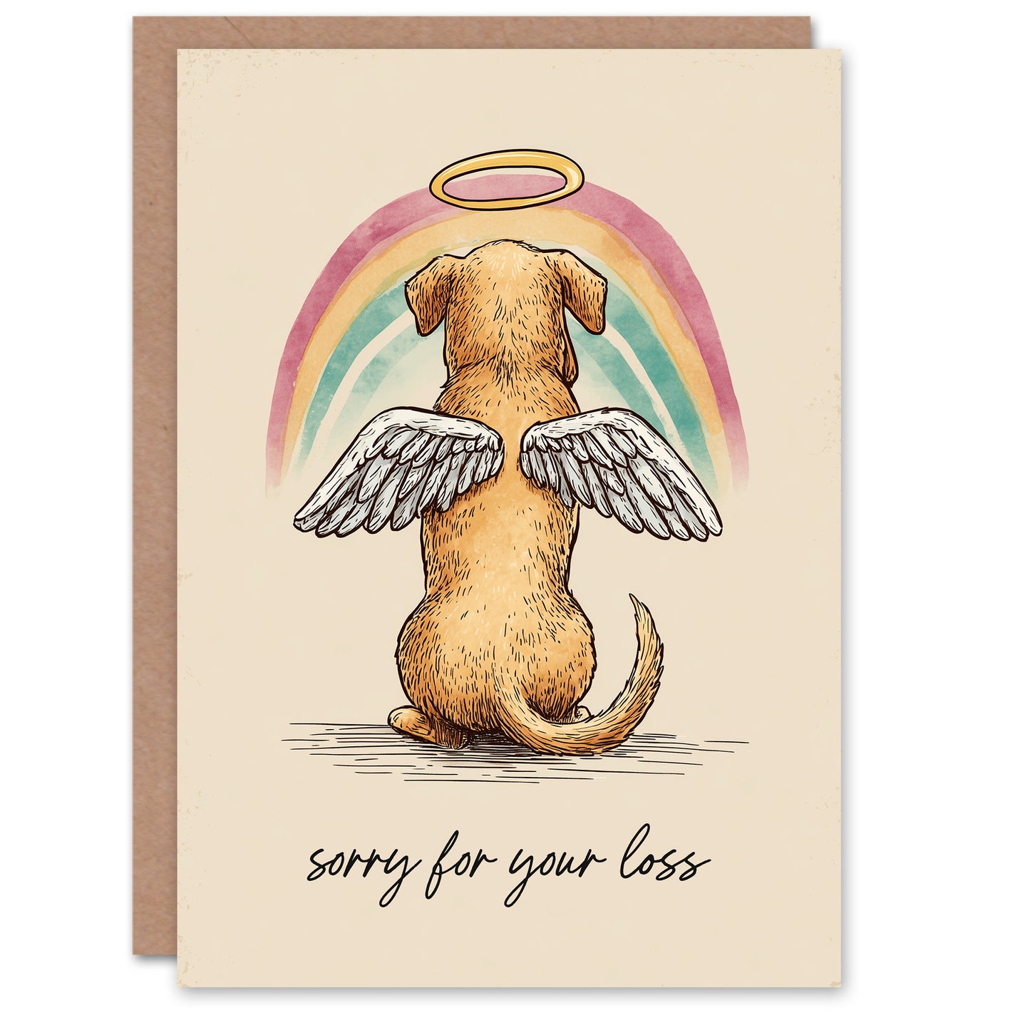 Dog Sympathy Greeting Card – Angel Golden Labrador Design, Sorry for Your Loss