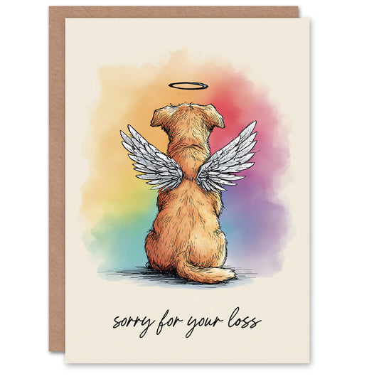 Dog Sympathy Greeting Card – Angel Golden Retriever Pet, Sorry for Your Loss