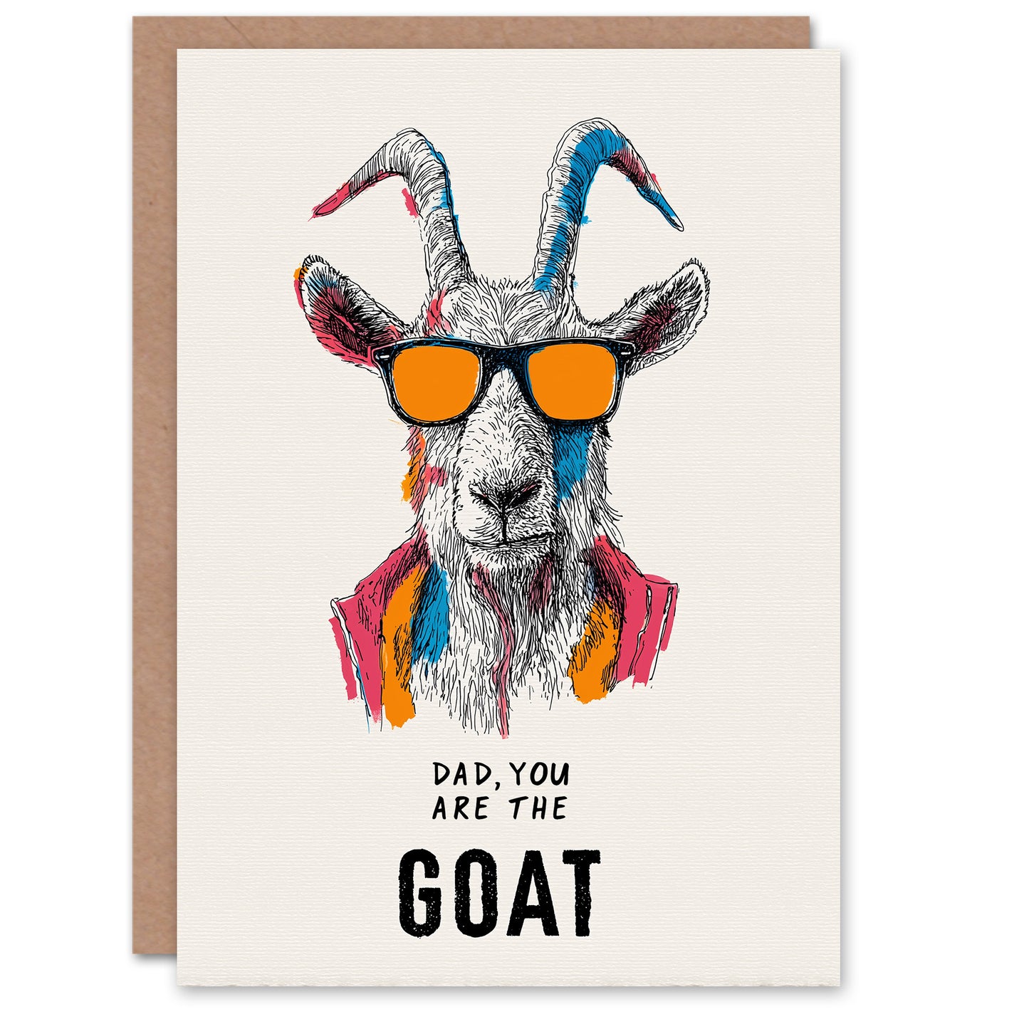Funny Father's Day Card for Dad Greatest Of All Time Goat Greeting Card Blank