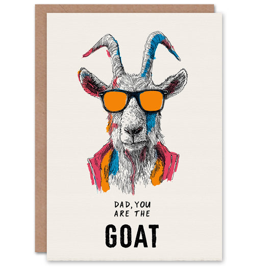 Funny Father's Day Card for Dad Greatest Of All Time Goat Greeting Card Blank
