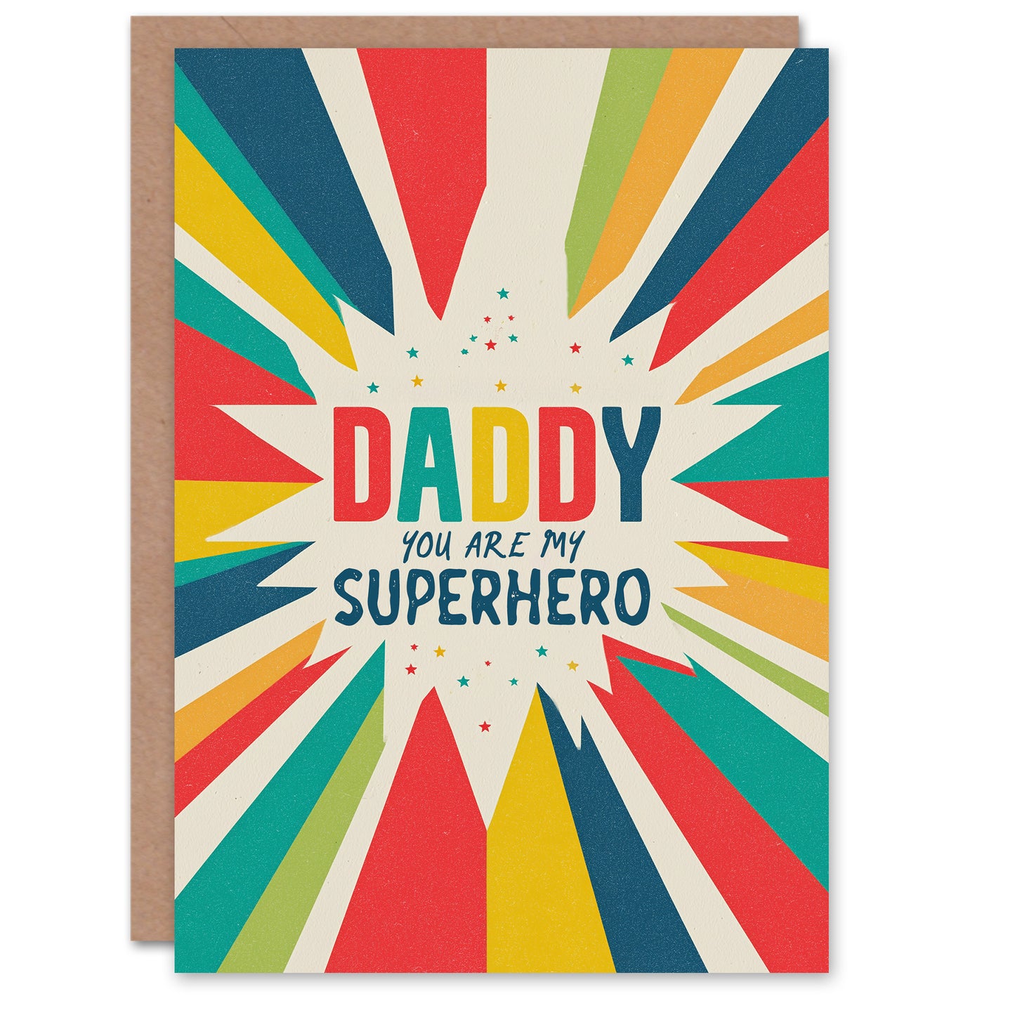 Father's Day Card for Dad Superhero Comic Style Greeting Card Blank Inside