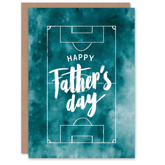Father's Day Card for Dad Football Pitch Design Greeting Card Blank Inside
