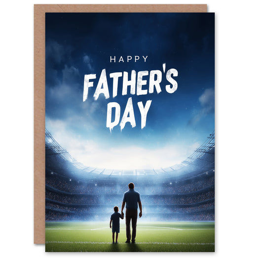 Father's Day Card for Dad Football Stadium Scene Greeting Card Blank Inside