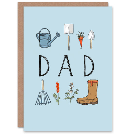 Father's Day Card for Dad Gardening Tools Design Greeting Card Blank Inside