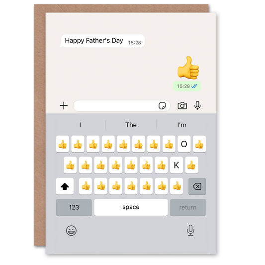 Funny Father's Day Card Dad Text Message Thumbs Up Greeting Card Blank Inside