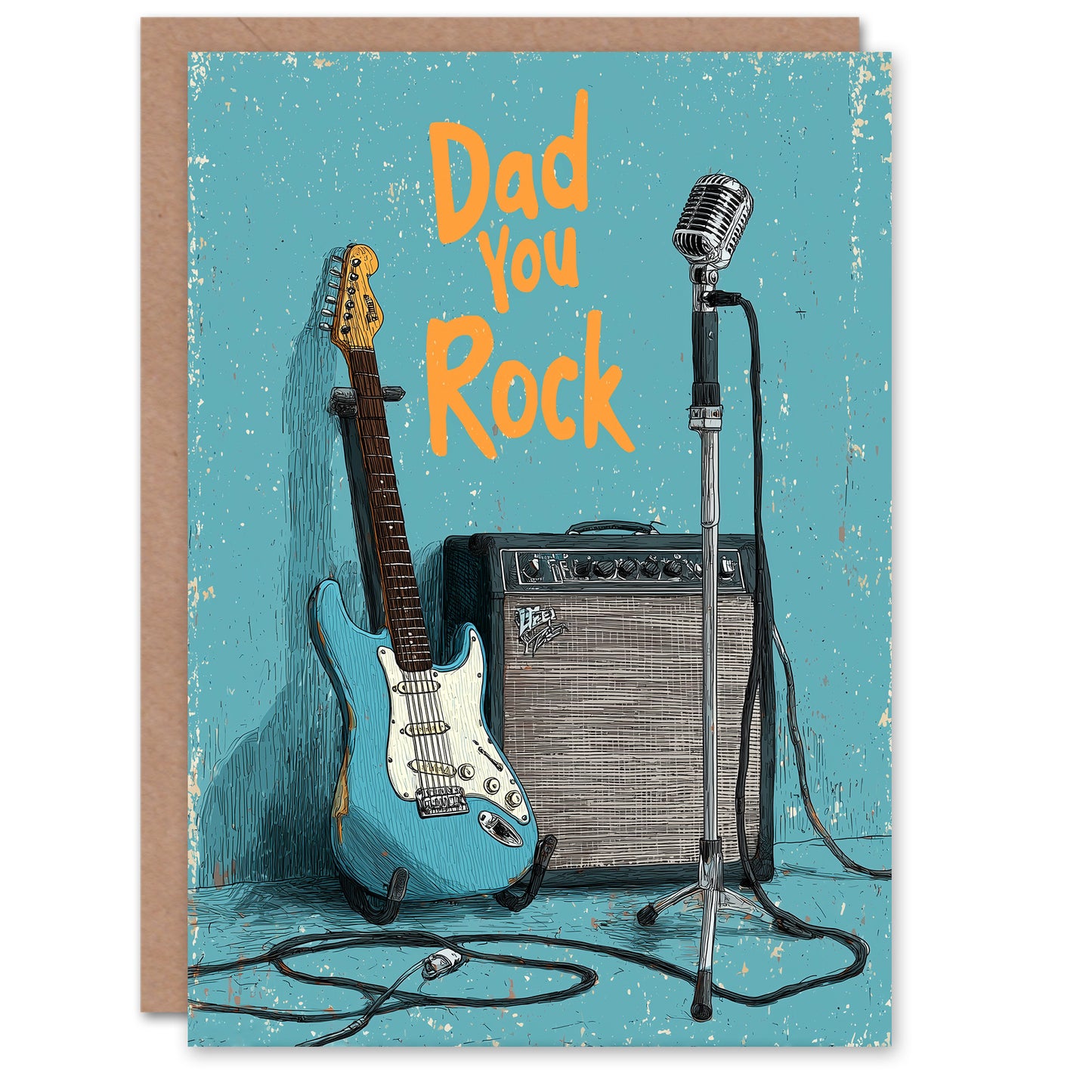 Funny Father's Day Card Dad You Rock Guitar Design Greeting Card Blank Inside