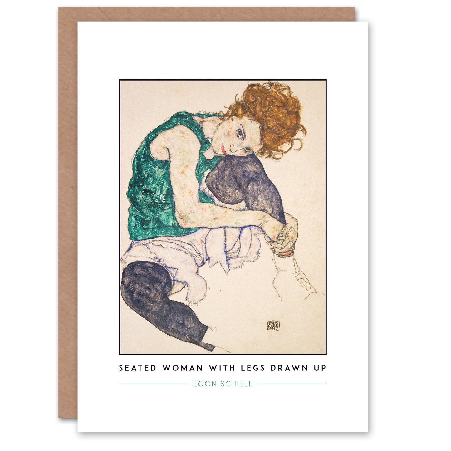 Egon Schiele Seated Woman With Legs Drawn Up Greetings Card