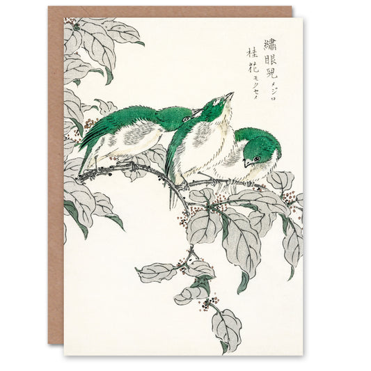 Numata Kashu White Eye and Osmanthus Japanese Greetings Card