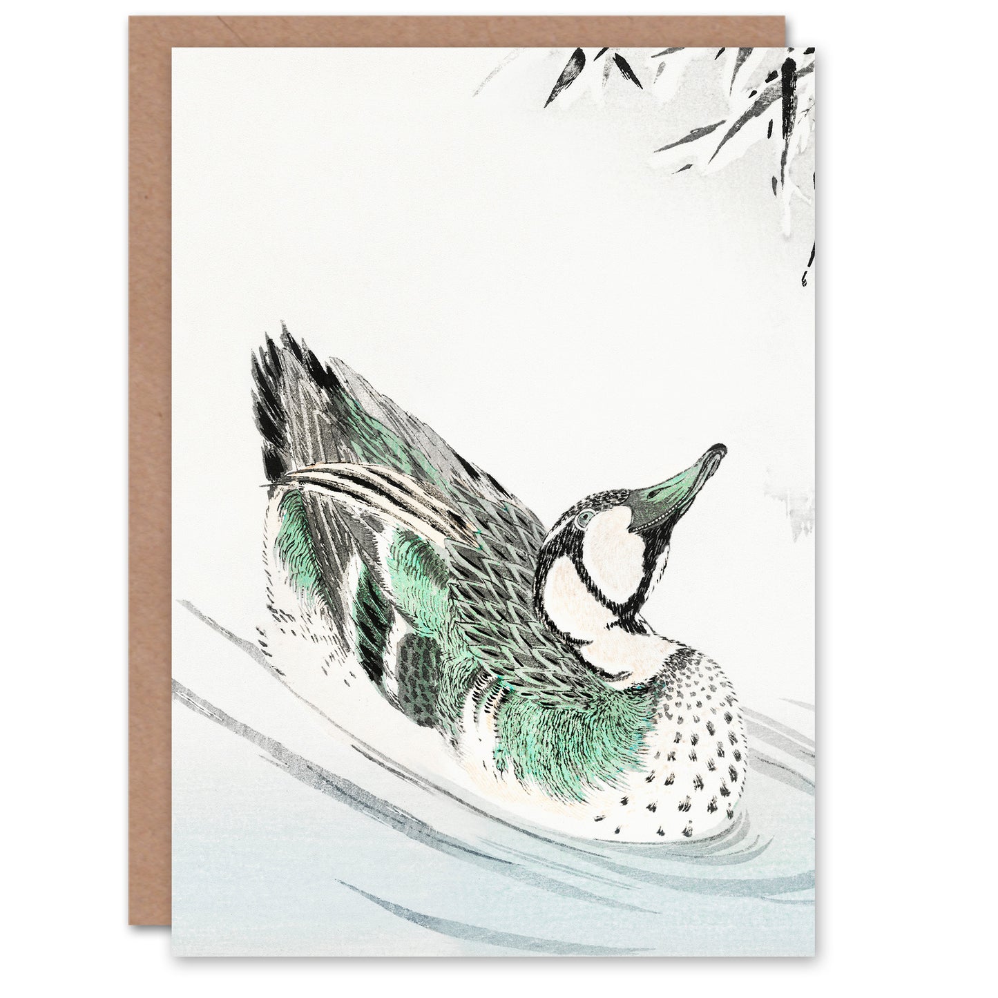 Numata Kashu Spectacled Teal Duck Japanese Greetings Card