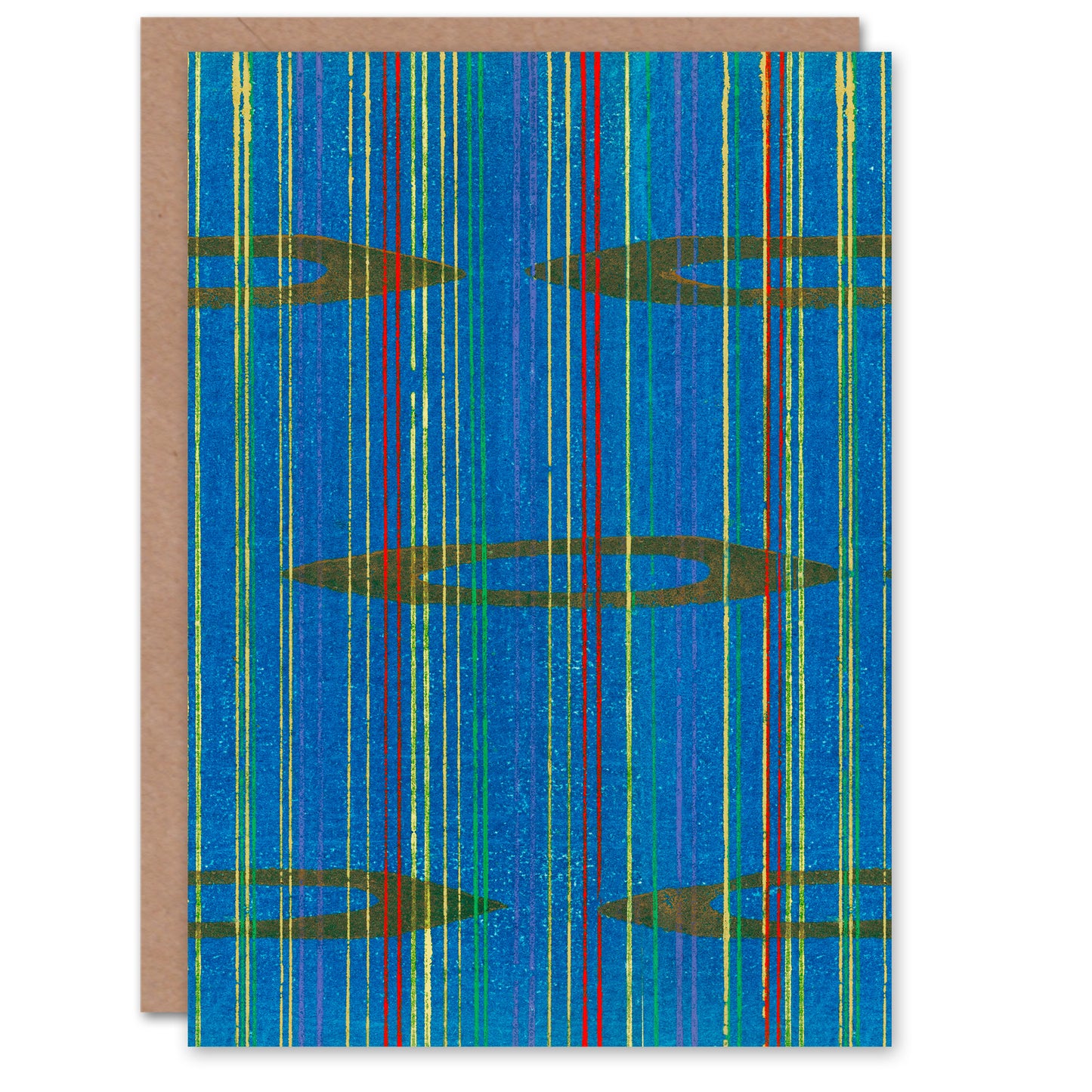 Furuya Korin Japanese Blue Abstract Geometric Pattern Greetings Card