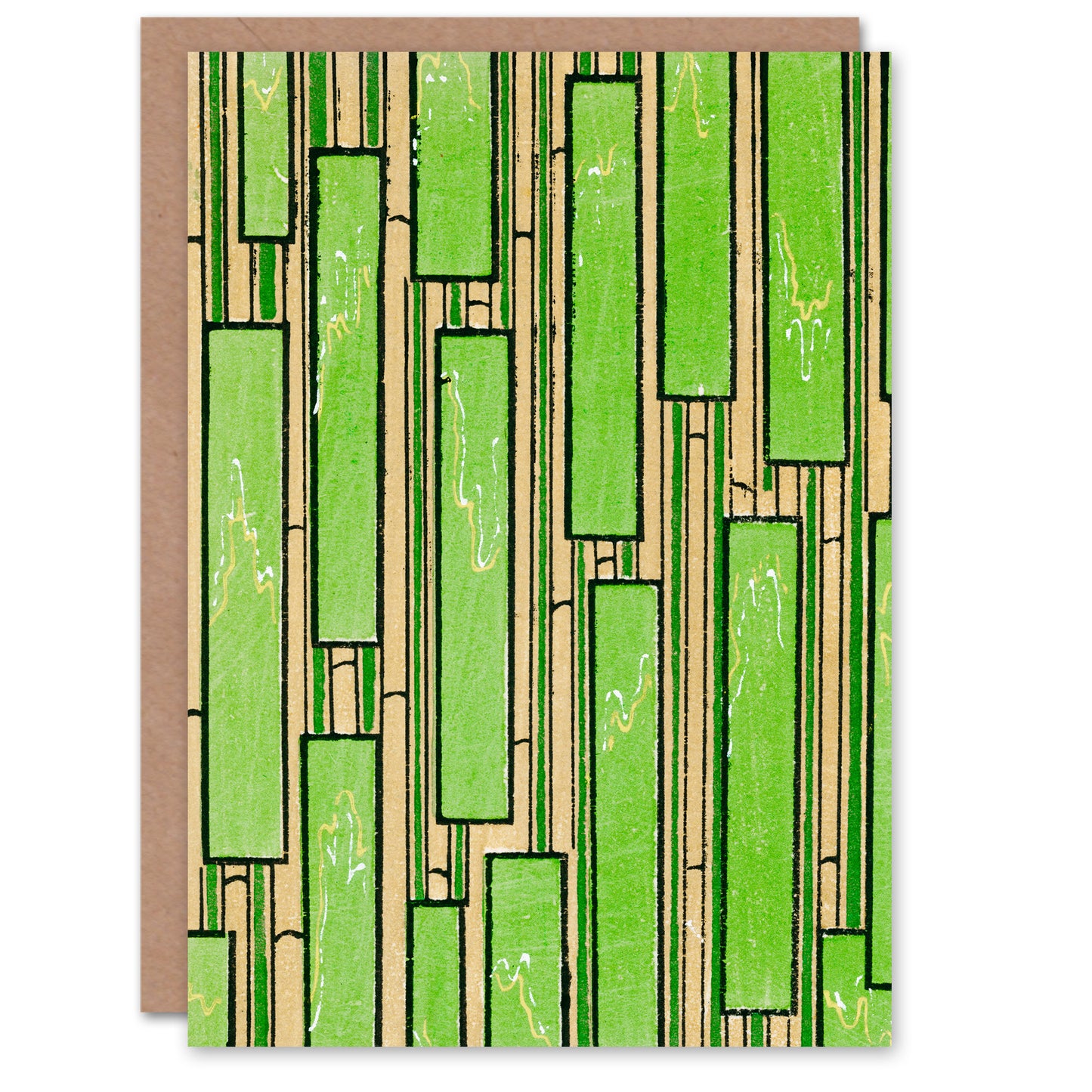 Furuya Korin Japanese Green Bamboo Vintage Pattern Greetings Card