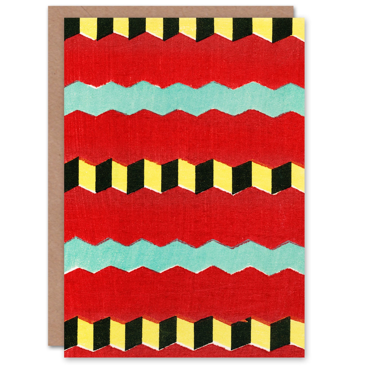 Furuya Korin Japanese Shima Zigzag Textile Patterns Greetings Card