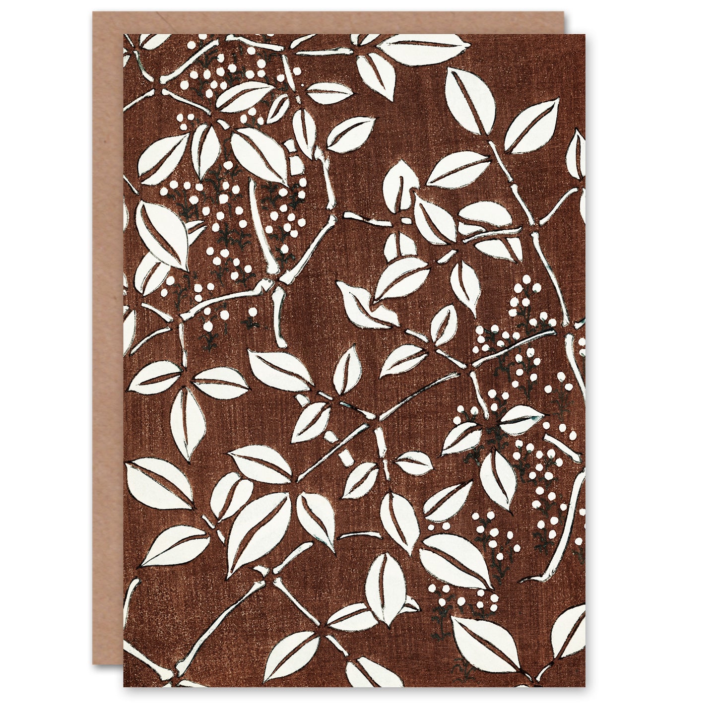 Shin Bijutsukai Japanese Tree Branch and Leaf Pattern Greetings Card