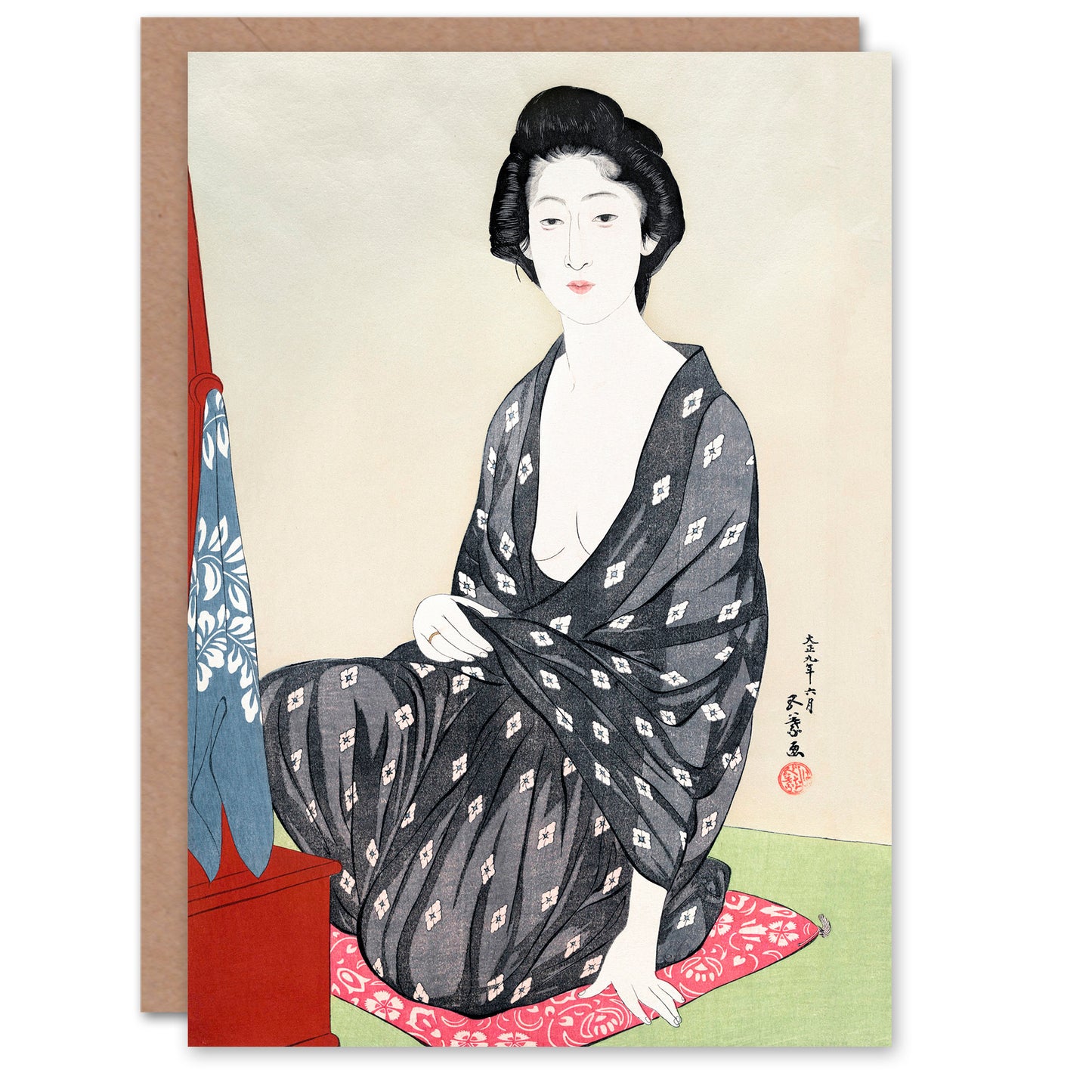Goyo Hashiguchi Japanese Woman In Summer Clothing Greetings Card