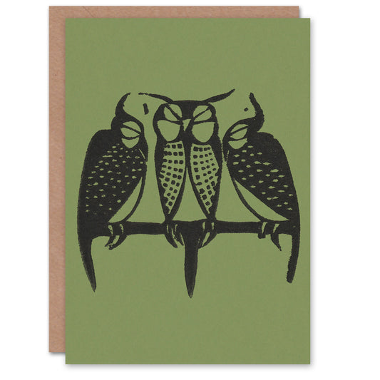 Gerrit Willem Dijsselhof Three Sleeping Owls Greetings Card