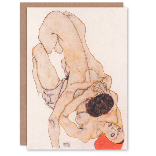 Egon Schiele Lesbian Lovers Couple Painting Greetings Card