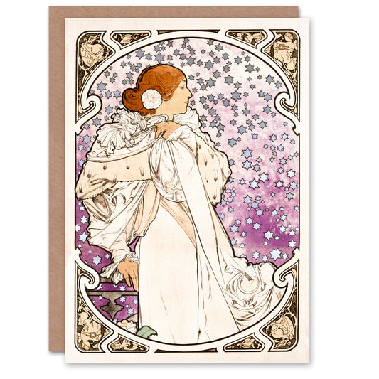 Alphonse Mucha Lady of Camellias Theatre Portrait Greetings Card