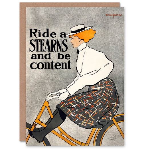 Edward Penfield Ride a Stearns Vintage Bicycle Ad Greetings Card
