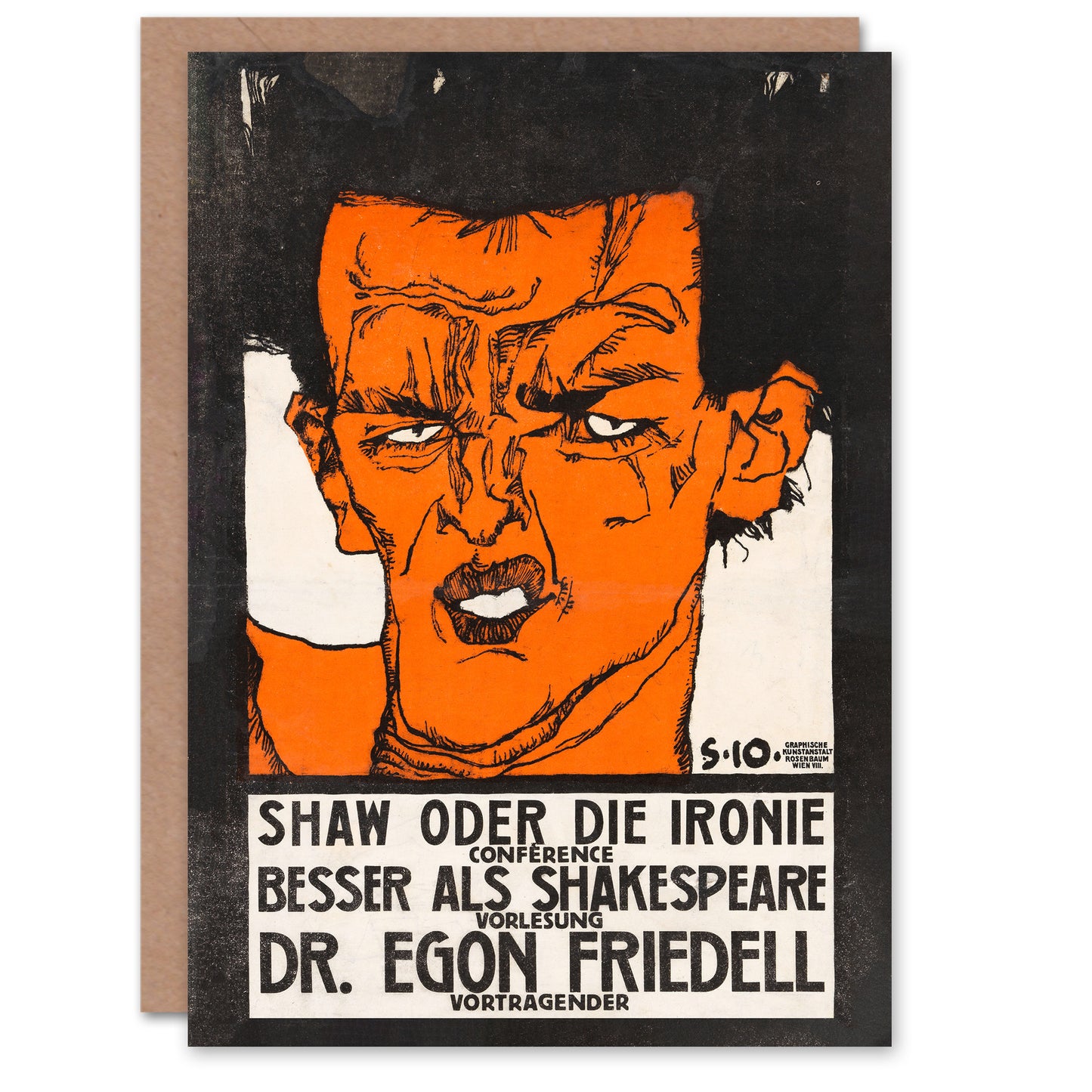Egon Schiele Shaw or Irony Conference Poster Greetings Card