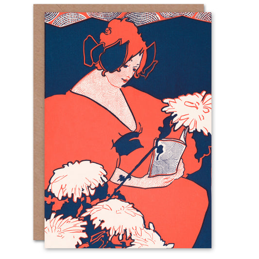 Ethel Reed The Penny Magazine Cover Woman Reading Greetings Card