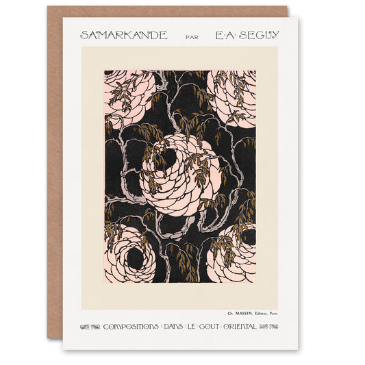 Eugene Seguy Vintage Art Deco Flower Pattern Greetings Card