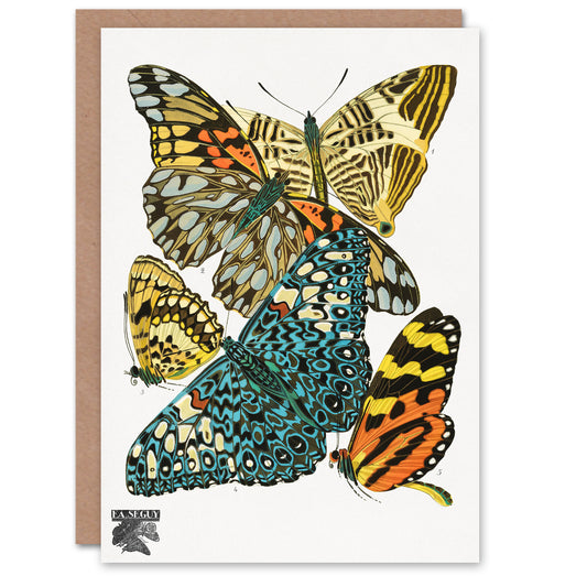 Eugene Seguy Vintage Butterflies Blue Yellow Greetings Card