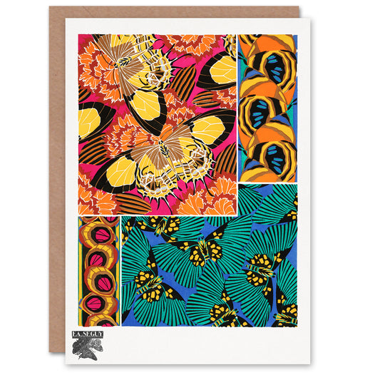 Eugene Seguy Vintage Vibrant Butterflies Pattern Greetings Card