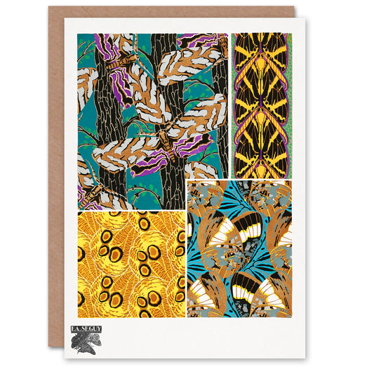 Eugene Seguy Colourful Vintage Butterfly Pattern Greetings Card