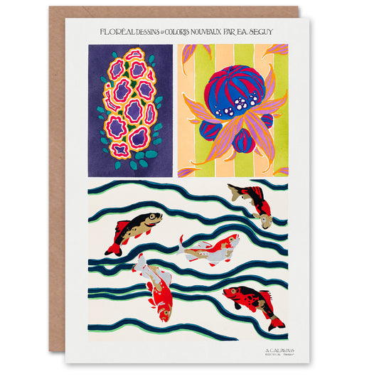 Eugene Seguy Vintage Sea Life Pattern Designs Greetings Card