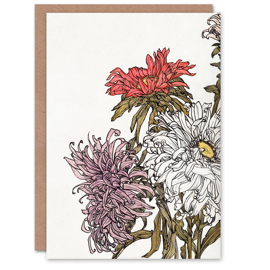 Julie de Graag Chrysanthemums Flower Painting Greetings Card