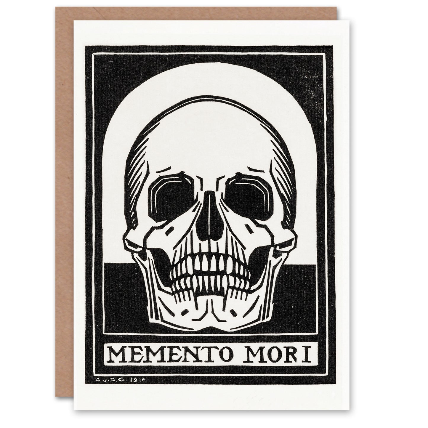 Julie de Graag Memento Mori Skull Black and White Greetings Card