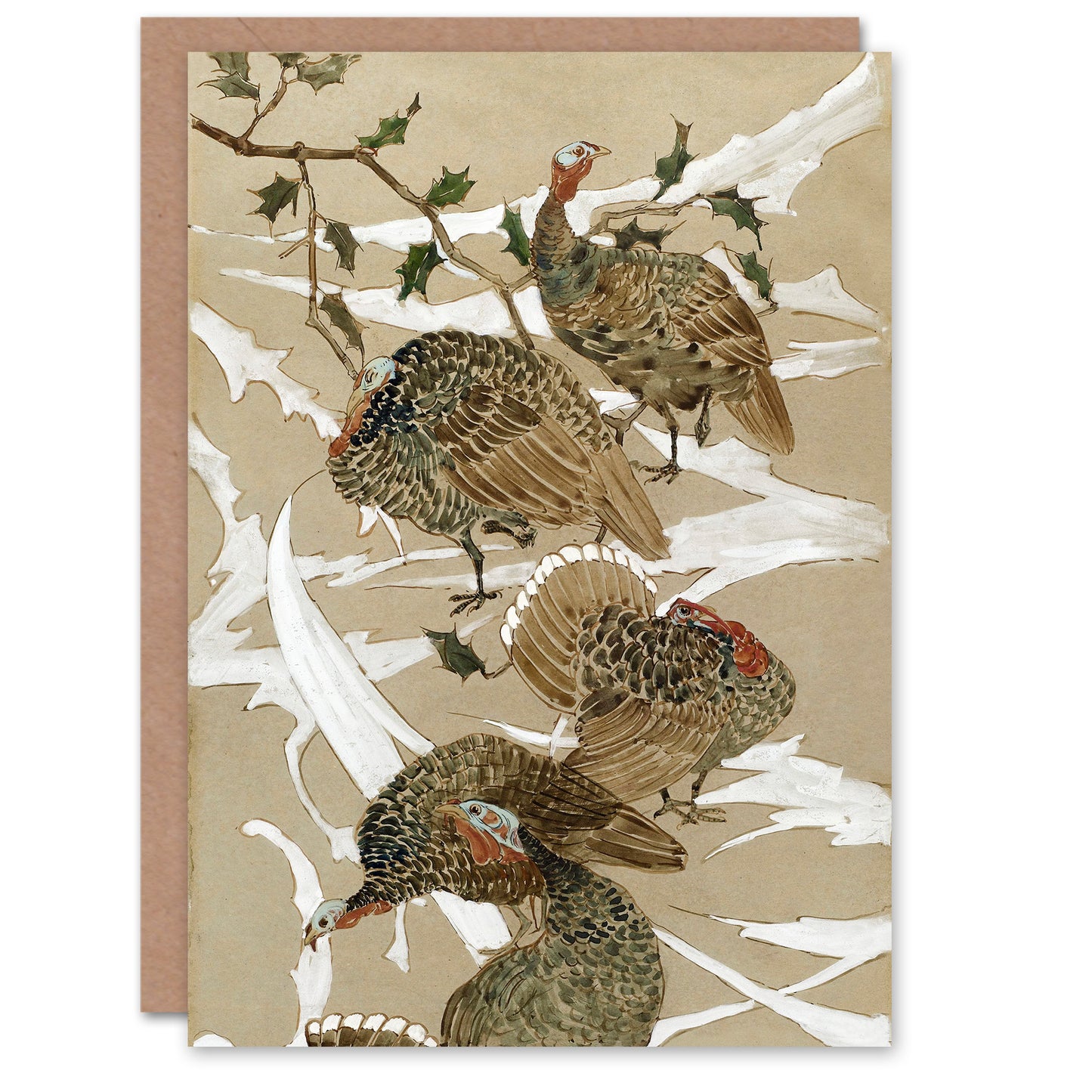 Theo van Hoytema Eight Turkeys Painting Detail Greetings Card