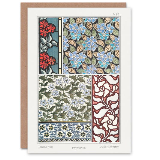 Maurice Pillard Verneuil Periwinkle Flower Pattern Greetings Card