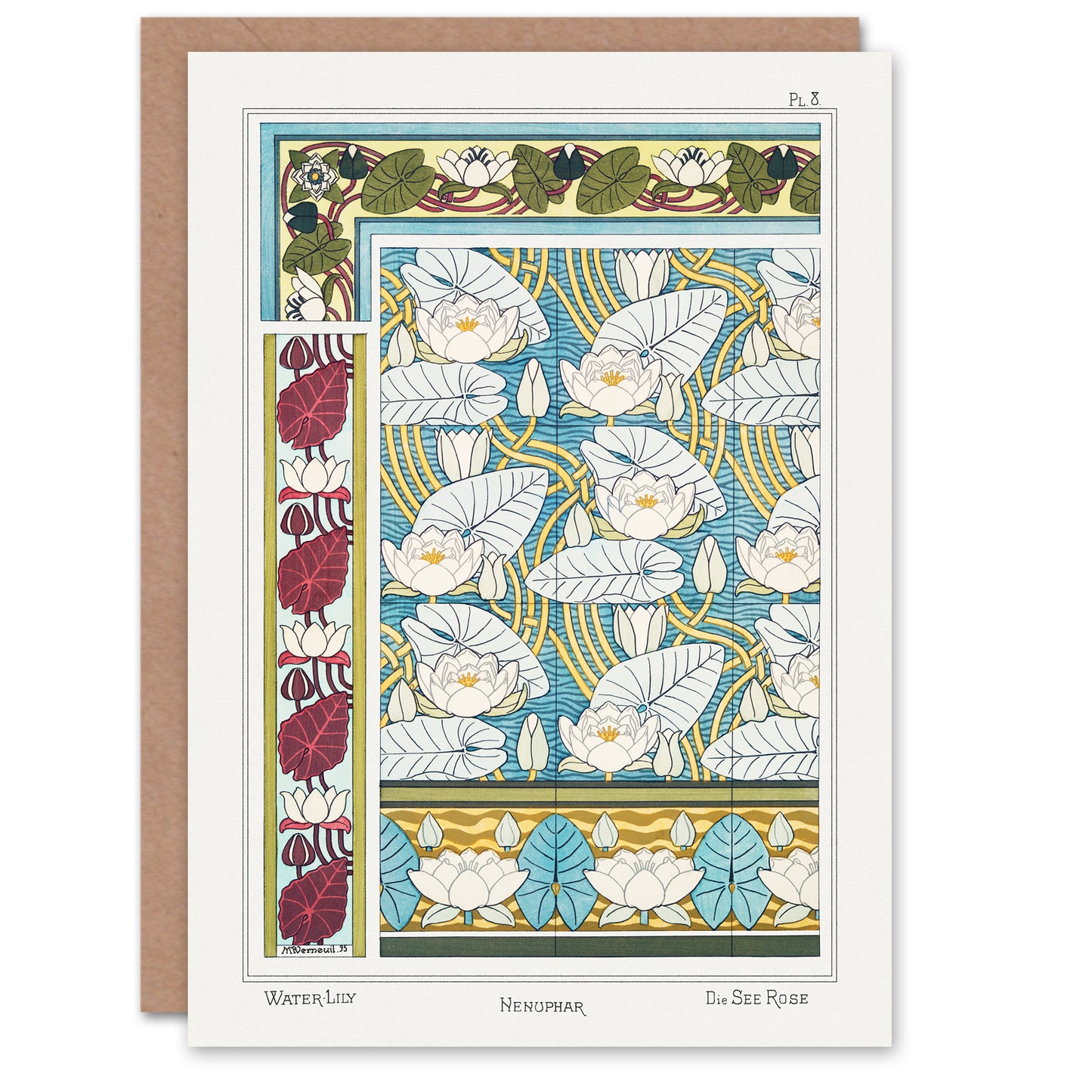 Maurice Pillard Verneuil Water Lily Patterns Greetings Card