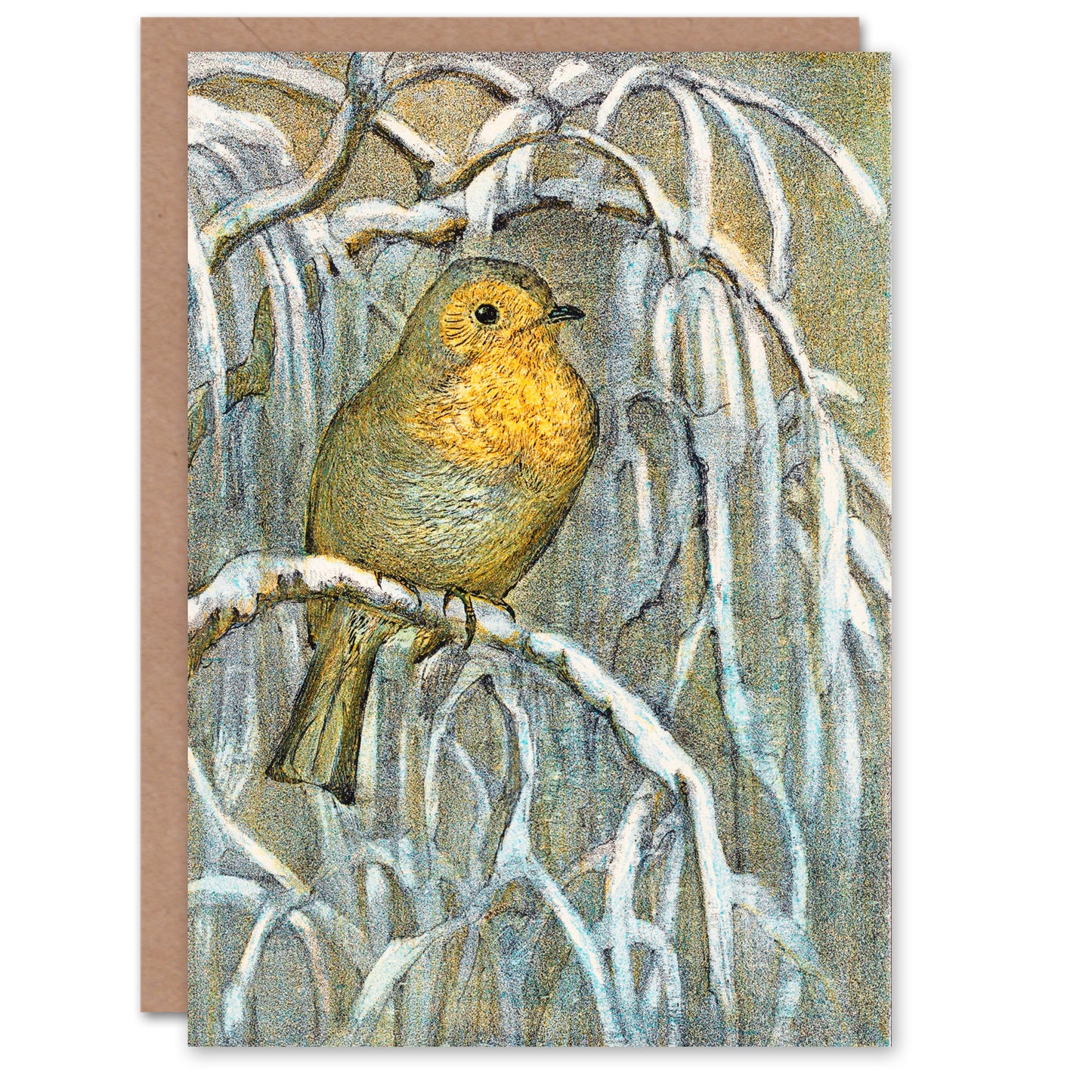 Theo van Hoytema Robin on Snowy Tree Branch Greetings Card