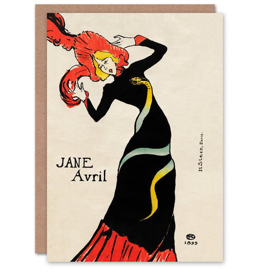 Toulouse Lautrec Jane Avril Snake Dress Portrait Greetings Card