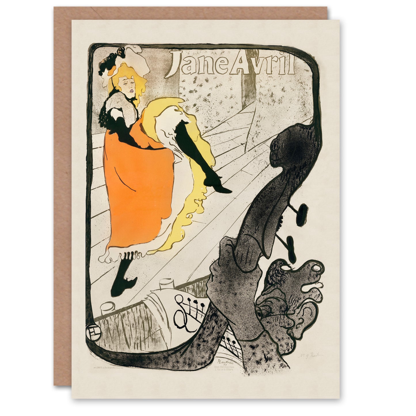 Toulouse Lautrec Jane Avril Can Can Dancer Greetings Card