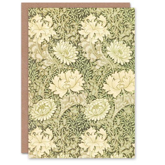 William Morris Chrysanthemum Flower Pattern Greetings Card