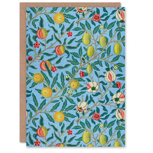 William Morris Four Fruits Vibrant Pattern  Greetings Card