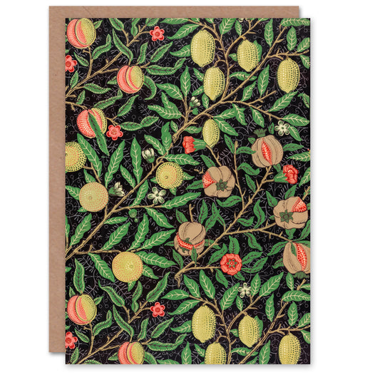 William Morris Pomegranate and Citrus Pattern Greetings Card