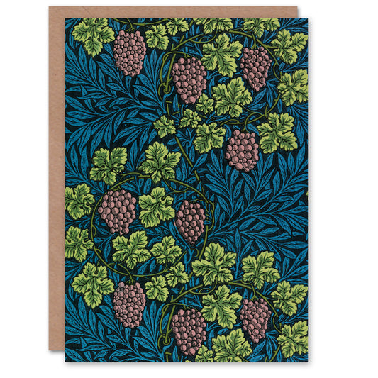 William Morris Grape Vine and Leaves Pattern Greetings Card